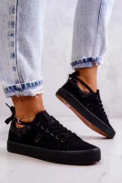 Damskie Niskie Tenisówki Big Star JJ274563 Czarne