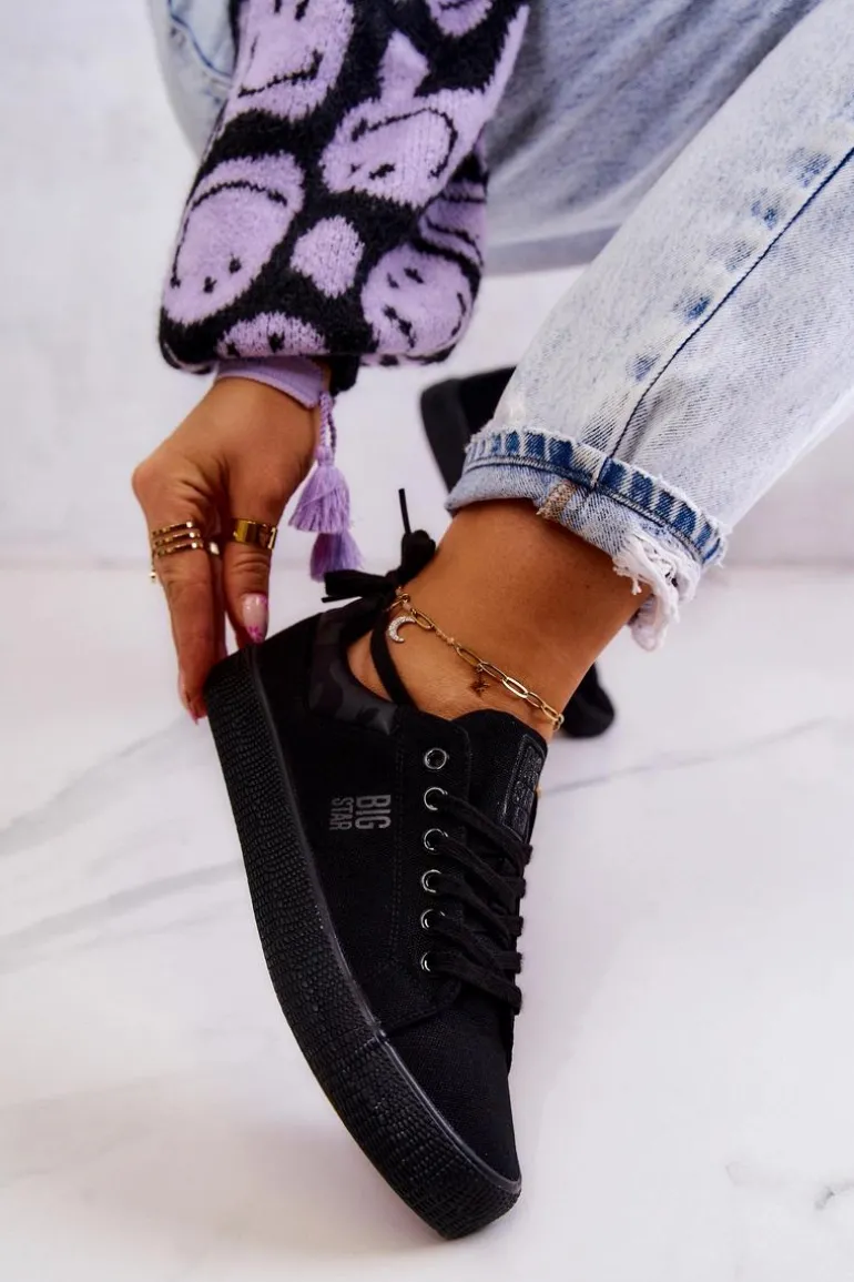 Damskie Niskie Tenisówki Big Star JJ274563 Czarne