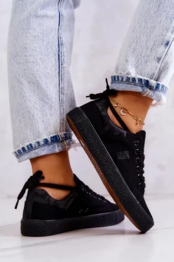 Damskie Niskie Tenisówki Big Star JJ274563 Czarne