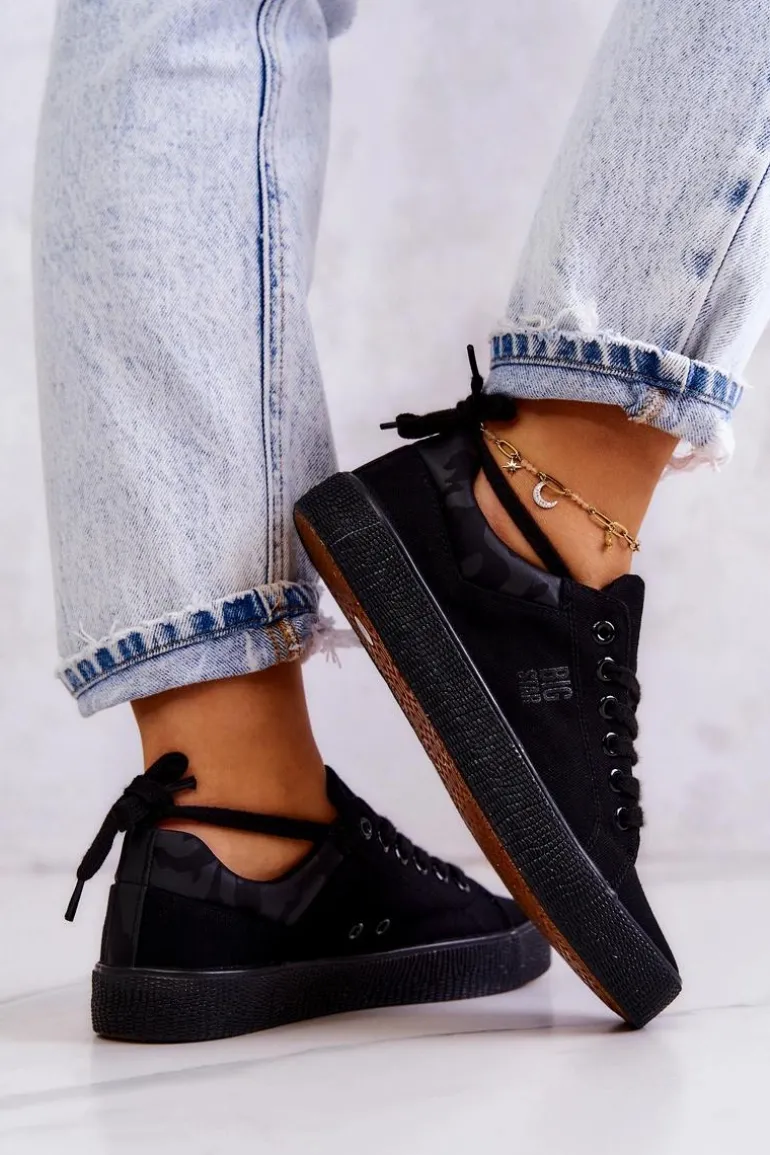 Damskie Niskie Tenisówki Big Star JJ274563 Czarne