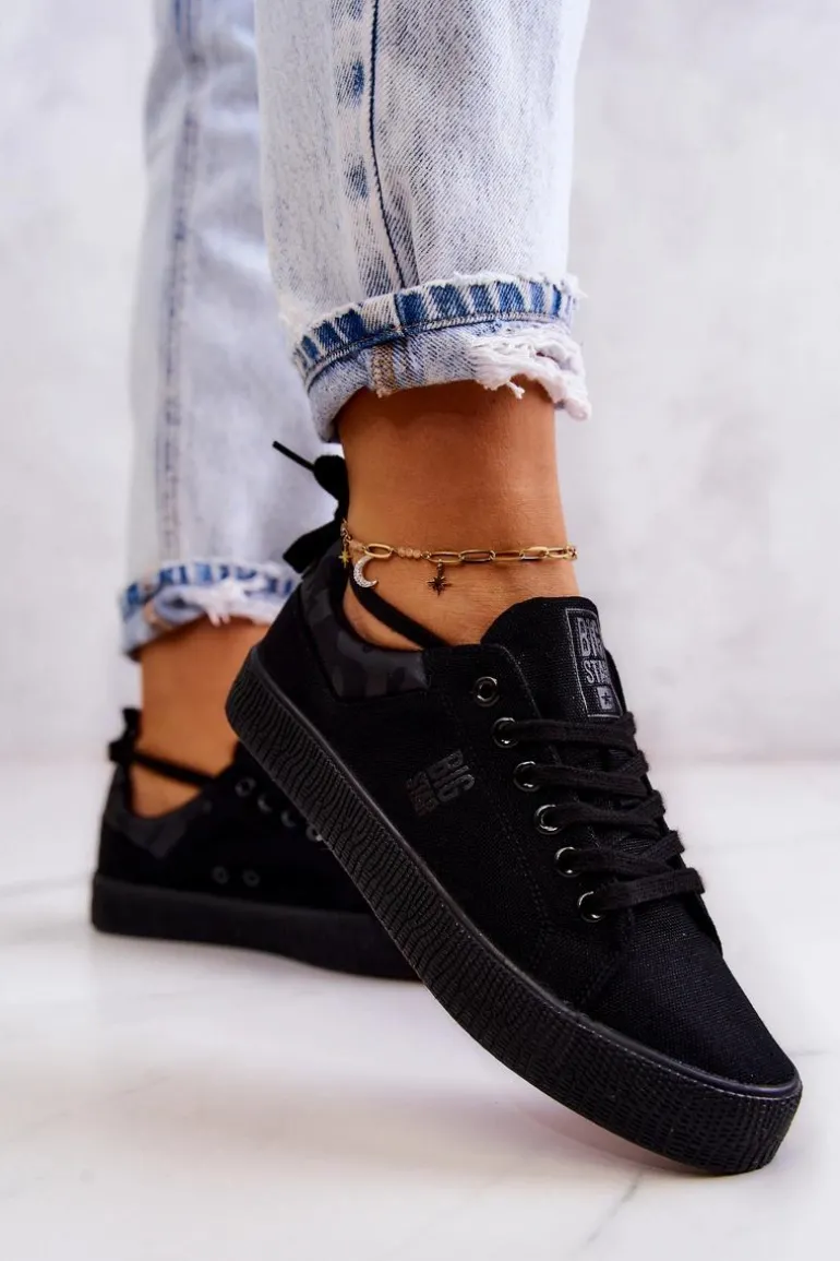 Damskie Niskie Tenisówki Big Star JJ274563 Czarne