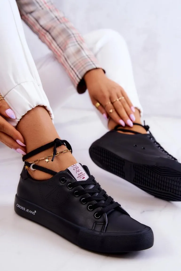 Damskie Niskie Tenisówki Cross Jeans JJ2R4054C Czarne