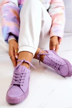 Damskie Niskie Trampki Big Star JJ274416 Fioletowe