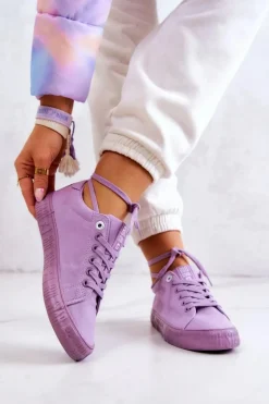 Damskie Niskie Trampki Big Star JJ274416 Fioletowe