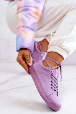 Damskie Niskie Trampki Big Star JJ274416 Fioletowe