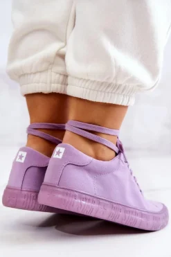 Damskie Niskie Trampki Big Star JJ274416 Fioletowe