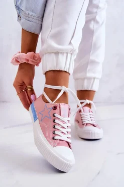 Damskie Niskie Trampki BIG STAR JJ274385 Różowe