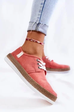 Damskie Niskie Trampki Memory Foam System Big Star KK276006 Koralowe