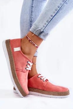 Damskie Niskie Trampki Memory Foam System Big Star KK276006 Koralowe