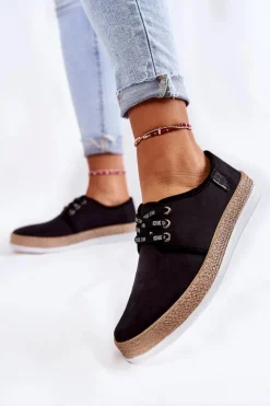 Damskie Niskie Trampki Memory Foam System Big Star KK276004 Czarne