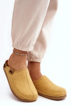 Damskie Obuwie Domowe Kapcie Inblu DJ000010 Żółte