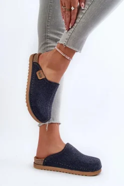 Damskie Obuwie Domowe Kapcie Inblu DJ000010 Granatowe