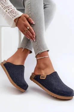 Damskie Obuwie Domowe Kapcie Inblu DJ000010 Granatowe