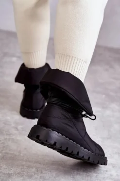 Damskie Ocieplane Botki Materiałowe Czarne Emelie