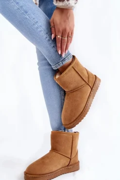 Damskie Ocieplane Botki Śniegowce Jasnobrązowe Virgina