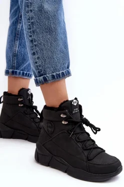 Damskie Ocieplane Botki Na Platformie Lee Cooper LCJ-23-44-1979L Czarne