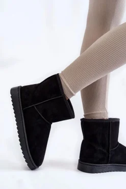 Damskie Ocieplane Botki Śniegowce Czarne Virgina