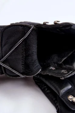 Damskie Ocieplane Botki Trapery Sznurowane Czarne Halfway