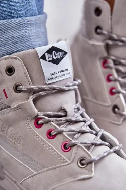 Damskie Ocieplane Botki Trapery Lee Cooper LCJ-22-01-1373 Szare