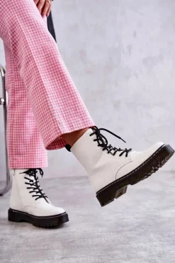 Damskie Ocieplane Botki Wężowe Białe Salma