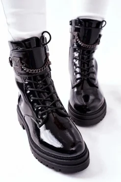 Damskie Ocieplane Botki Workery Czarne Vanquish