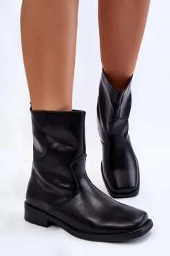 Damskie Ocieplane Botki Wsuwane Czarne Calan