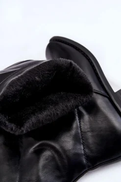 Damskie Ocieplane Botki Wsuwane Czarne Calan