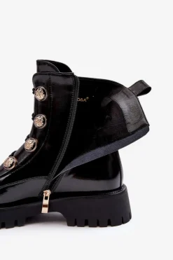 Damskie Ocieplane Botki Z Ozdobnymi Guzikami D&A MR870-51 Czarne