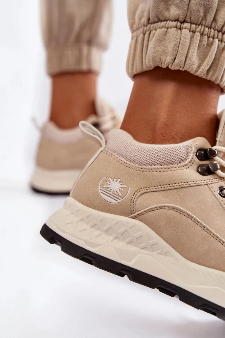 Damskie Ocieplane Buty Trekkingowe Trapery Jasnobeżowe Otto