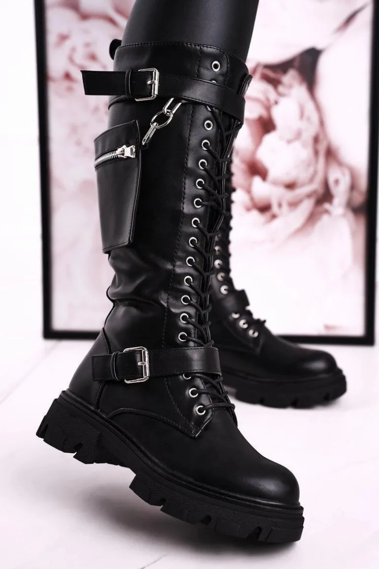 Damskie Ocieplane Kozaki Z Odpinaną Nerką Czarne Brooklyn