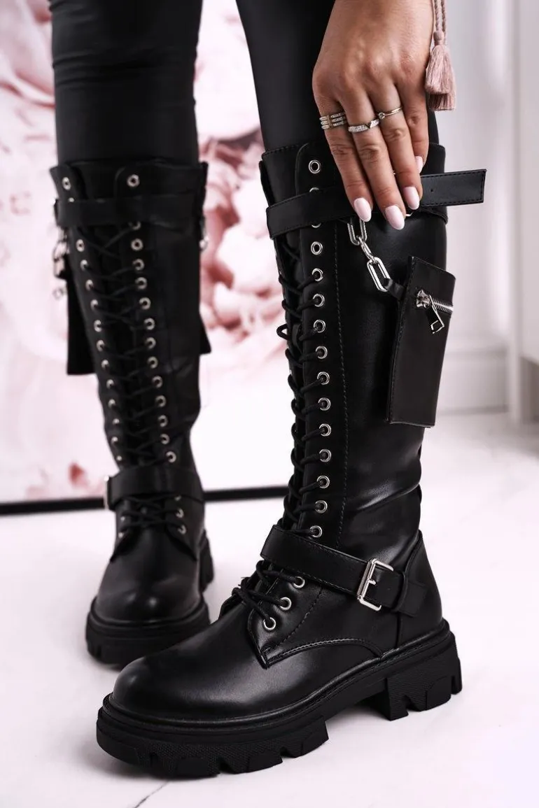 Damskie Ocieplane Kozaki Z Odpinaną Nerką Czarne Brooklyn