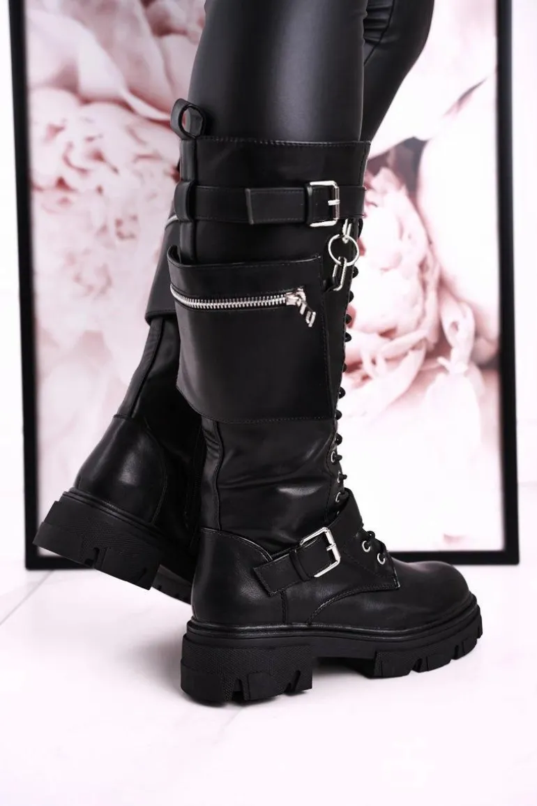 Damskie Ocieplane Kozaki Z Odpinaną Nerką Czarne Brooklyn