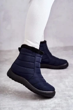 Damskie Ocieplane Śniegowce Granatowe Mezyss