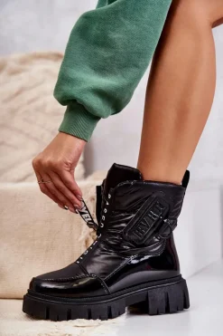 Damskie Ocieplane Śniegowce Na Suwak Czarne Marit