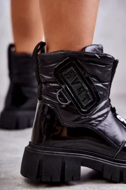 Damskie Ocieplane Śniegowce Na Suwak Czarne Marit