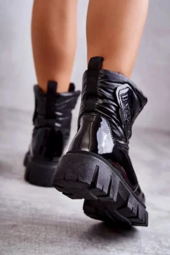 Damskie Ocieplane Śniegowce Na Suwak Czarne Marit