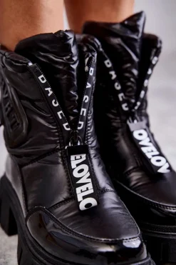 Damskie Ocieplane Śniegowce Na Suwak Czarne Marit