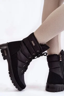 Damskie Ocieplane Śniegowce Progress PROGJ-21-14 Czarne