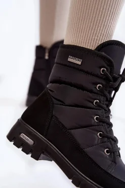 Damskie Ocieplane Śniegowce Progress PROGJ-21-14 Czarne