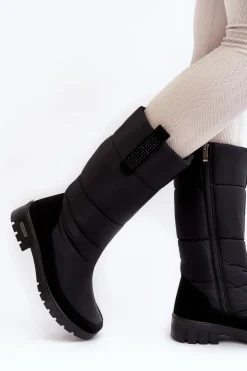 Damskie Ocieplane Śniegowce Progress PROGJ-22-136 Czarne