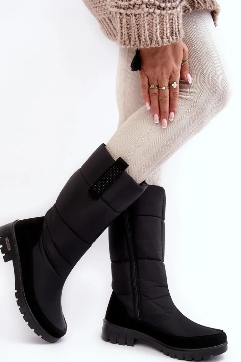 Damskie Ocieplane Śniegowce Progress PROGJ-22-136 Czarne