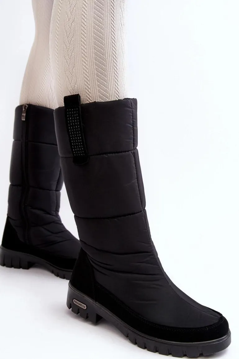 Damskie Ocieplane Śniegowce Progress PROGJ-22-136 Czarne