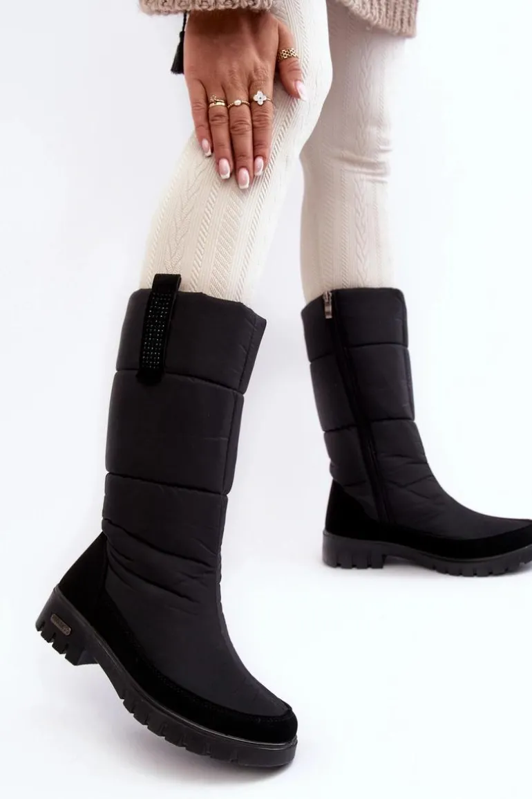 Damskie Ocieplane Śniegowce Progress PROGJ-22-136 Czarne