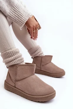 Damskie Ocieplane Śniegowce Ciemnobeżowe Big Star KK274294