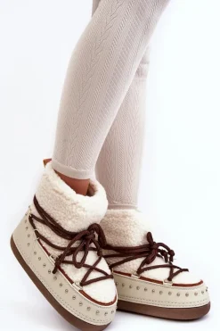 Damskie Ocieplane Śniegowce Beżowe Rohes