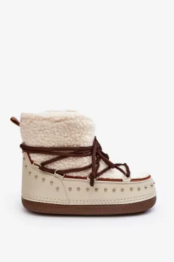 Damskie Ocieplane Śniegowce Beżowe Rohes