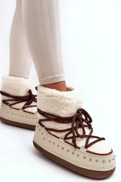 Damskie Ocieplane Śniegowce Beżowe Rohes