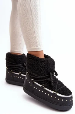 Damskie Ocieplane Śniegowce Czarne Rohes