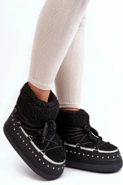 Damskie Ocieplane Śniegowce Czarne Rohes