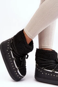 Damskie Ocieplane Śniegowce Czarne Rohes